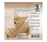 Ursus 3426800 Lot de 100 Feuilles Pliantes en Papier Kraft de sotron, 80 g/m², 100 Feuilles nervurées pour Petits et Grands Artistes, idéal pour Les Loisirs créatifs