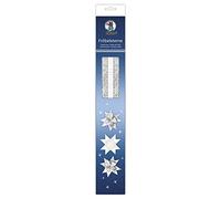 Ursus 34930000F - Lot de 80 bandes de papier pour étoiles de Fröbel - Argenté/blanc - En papier de bricolage de qualité supérieure - 2 designs différents pour 20 étoiles en papier - Avec instructions