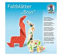 Ursus 38025599F Boy Feuilles Pliantes 120 Feuilles 80 g/m² 15 x 15 cm 10 Designs différents pour Les Artistes de Petite et Grande Origami avec Instructions Pliantes Multicolore