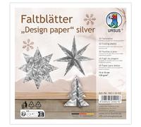 Ursus 3811 55 02 - Papier à plier "Design" argent, 30 pièces, 15 x 15 cm, 120 g/m², contrecollé sur les deux faces avec feuille d'aluminium gaufrée, papier de bricolage pour origami & décoration