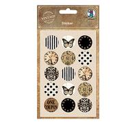 URSUS 40550001 Lot de 30 autocollants ronds vintage assortis sur 2 feuilles Diamètre env. 2,5 cm pour la fabrication de cartes et la décoration de cadeaux, multicolore, 2, 5 cm