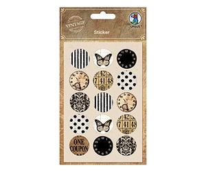 URSUS 40550001 Lot de 30 autocollants ronds vintage assortis sur 2 feuilles Diamètre env. 2,5 cm pour la fabrication de cartes et la décoration de cadeaux, multicolore, 2, 5 cm