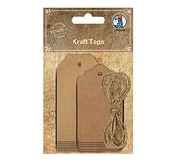 Ursus 40640001F Kraft Tags Lot de 12 étiquettes en papier kraft avec 2 m de ficelle de chanvre pour la fixation Marron 7,5 x 4,5 cm et 5 x 9 cm