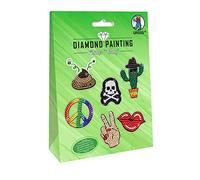 URSUS 43500003 Diamond Painting Funny Lot de 2 planches d'autocollants avec diamants étincelants 15 x 10 cm Motifs assortis Pierres à diamant, piquets, cire et coupelle Multicolore