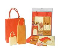 Ursus 51280001 - Set de Pochettes Cadeaux Orange, 3 Pochettes avec 3 Feuilles de Papier, des étiquettes, des enveloppes et des Accessoires de décoration, pour créer