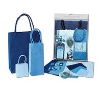 Ursus 51280004 - Set de Pochettes Cadeaux Bleu, 3 Pochettes avec 3 Feuilles de Papier, des pendentifs, des enveloppes et des Accessoires de décoration, pour Une Conception créative