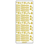 Ursus 59300059 Lot de 5 Feuilles d'autocollants créatifs Motif Joyeux Noël Doré 10 x 23 cm