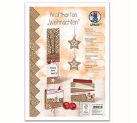 Ursus 61954699F - Carton kraft de Noël 250 g/m² DIN A4, 10 feuilles de papier de bricolage avec 10 motifs différents imprimés en blanc, idéal pour bricoler des cartes et des étiquettes cadeaux