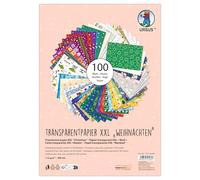 Ursus 7757 46 99 - Papier calque XXL "Noël", 100 feuilles DIN A4, 115 g/m², 50 motifs assortis, imprimé sur une face, papier de bricolage pour tableaux de fenêtres, lanternes & décorations