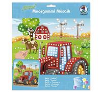 Ursus- Fahrzeug Tableau mosaïque Paillettes « Tracteur », kit de Bricolage pour Une Image adhésive en Caoutchouc Mousse, Environ 25 x 25 cm avec Support, 10137327, coloré