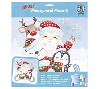 Ursus 8420021 - Image mosaïque en caoutchouc mousse pailletée « traîneau du Père Noël », kit de bricolage pour une image adhésive en caoutchouc mousse, env. 25 x 25 cm avec support, taille M