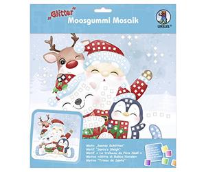 Ursus 8420021 - Image mosaïque en caoutchouc mousse pailletée « traîneau du Père Noël », kit de bricolage pour une image adhésive en caoutchouc mousse, env. 25 x 25 cm avec support, taille M