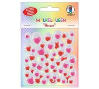 Ursus 8530001 - Yeux vacillants Cœurs, Yeux Autocollants pour Bricolage avec Motif de cœur en 4 Tailles (Ø 10-20 mm), 52 pièces