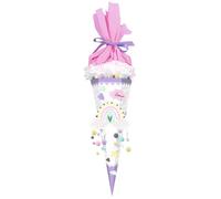 Ursus 987 00 21 - Set de Bricolage pour Cornets d'école Easy Line Arc-en-Ciel, Lilas, Hexagonal, Carton ondulé 3D prédécoupé, 68 cm, diamètre env. 20 cm