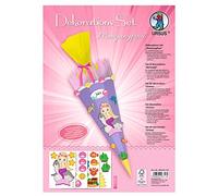 URSUS 9880013F Set de Décoration Motif Sirène, 4 Feuilles de Carton de Bricolage DIN A4, Imprimées des Deux Côtés, pour Décorer un Sac d'École, Partiellement Raffiné, avec Ruban en Satin, Multicolore