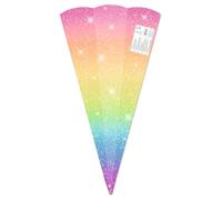 Ursus 992 00 02F - Cornets d'école « Arc-en-ciel », 5 pièces, ébauches en carton imprimé en couleur 460 g/m², hexagonaux, hauteur env. 68 cm, diamètre env. 20 cm, pour la rentrée scolaire