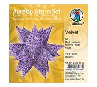 Ursus Aurelio 34256800 Lot de 33 Feuilles de Papier 80 g/m² Motif étoile Violet/Rose 10 x 10 cm