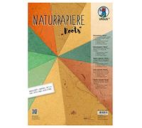 Ursus- Banana Lot de 10 Feuilles Naturel de différentes Tailles, Couleurs et qualité avec Coquillages, Mikado, Papier Banane pour Loisirs créatifs, 61610005, coloré