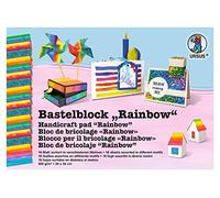 Ursus Bloc de Bricolage « Rainbow », imprimé des Deux côtés, 300 g/m², Environ 24 x 34 cm, 16 Feuilles Assorties en 4 Motifs, en Cellulose fraîche, pour Loisirs créatifs colorés, Carton, Set Pièces