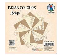Ursus- Indian Colours Beige, avec 10 Naturel et 5 Feuilles de Papier Kraft nervuré, imprimé d'un côté, avec Effet métal et Paillettes, 41256101