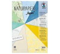 Ursus- Lot de 10 Feuilles Naturel Aqua, différentes Tailles, Couleurs et qualités, Floral, Moule, Banane, Bambou et Papier à Lacets, pour travaux créatifs, 61610004, coloré