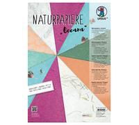 Ursus- Lot de 10 Feuilles Naturel Oceana-Différentes Tailles, Couleurs et qualités Bambou, Moule, Dentelle, Fleurs et Papier Banane, pour travaux créatifs, 61610003, coloré