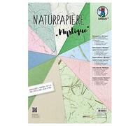 Ursus- Mystique Lot de 10 Feuilles Naturel de différentes Tailles, Couleurs et qualité avec Mikado, Coquillages et Papier de Bambou pour Loisirs créatifs, 61610002, coloré