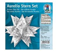 Ursus Set d’étoile Aurelio 34155500 Feuilles de Pliage étoile en Papier Transparent Motif partition Blanc 14,8 x 14,8 cm