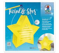 Ursus Twinkle, jaune, env. 19,3 x 18,3 x 8 cm, carte photo vierge 300, gravée au laser et rainurée, 2 étoiles en papier transparent 115 g/m², poignée de transport, carton, 19,3 x 18,3 cm