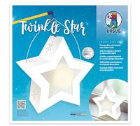 Ursus Twinkle Star, blanc, env. 19,3 x 18,3 x 8 cm, vierge en carton photo 300 g/m² découpé au laser et rainuré, 2 étoiles en papier transparent 115 g/m², support pour lanterne, 19,3 x 18,3 cm