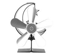 URSXODAWQ 5 Blade Heat Powered Stove Fan, Wood Stove Fan with Fast Heat Dissipation, Quiet Aluminum Alloy Fireplace Fan for Wood Log Fireplace, No Battery Required, Efficient Home Heating So (Argent)