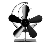 URSXODAWQ 5 Blade Heat Powered Stove Fan, Wood Stove Fan with Fast Heat Dissipation, Quiet Aluminum Alloy Fireplace Fan for Wood Log Fireplace, No Battery Required, Efficient Home Heating So (Noire)