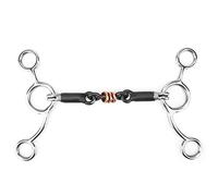 URSXODAWQ Mors de Morsure en Acier Inoxydable pour Cheval, avec Bouche en Acier Noir et Incrustation en cuivre ; Mors à Joues Pleines d’équitation avec Trois Anneaux en cuivre pour Un