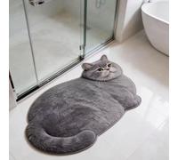 URTAODFE Tapis de bain en forme de chat et de chien, ultra absorbant, terre de diatomée, séchage rapide, antidérapant (bleu ardoise classique, 50,8 x 78,7 cm)