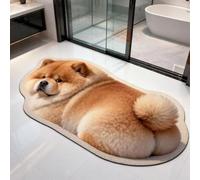 URTAODFE Tapis de bain en forme de chat et de chien, ultra absorbant, terre de diatomée, séchage rapide, antidérapant (marron cannelle, 50,8 x 78,7 cm)
