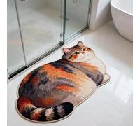 URTAODFE Tapis de bain en forme de chat mignon et chien, ultra absorbant, terre de diatomée, séchage rapide, antidérapant, gingembre ensoleillé, 50,8 x 78,7 cm