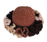 URTERYSER Chapeau cloche en crochet pour adulte, fait à la main, à bord volanté, chapeau de pêcheur chapeau coupe-vent