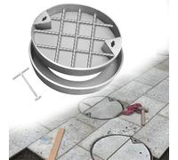 URUCHF Plaque d'égout Couvercle De Regard Dissimulé pour Terrasse/sous-Sol/Complexe Résidentiel, Couvercle De Regard Renforcé Commercial avec Cadre, Couvercle(H 8cm/3.2in,Dia 54cm/21.3in)