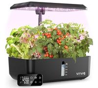 URUQ Système de culture hydroponique de jardin : système de jardinage d'intérieur à 12 capsules avec lumière de croissance personnalisée, hauteur réglable, kit silencieux de germination des plantes