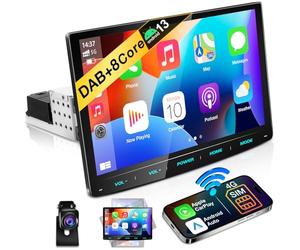 URVOLAX Android 13 Autoradio Bluetooth 1 DIN Apple CarPlay Voiture 10.1 Pouces Dab+ Poste Radio Ecran Android Auto sans Fil Stereo avec Caméra De Recul, Mirror Link, GPS 8 Core 32G WiFi 4G EQ FM/AM