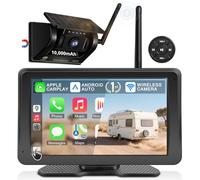 URVOLAX Camera de Recul sans Fil: Ecran Voiture Portable 7 Pouces Apple CarPlay/Android Auto - Batterie 10 000mAh avec Solaire - pour Camping Car Camion Remorque Caravane (69X Premier de l Industrie)