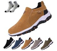 URWEIGH Chaussures De Marche Orthopédiques pour Hommes, Chaussures Orthopédiques Confortables à Enfiler avec Soutien De La Voûte Plantaire, Chaussures à Enfiler Rembourrées (Brun,46)