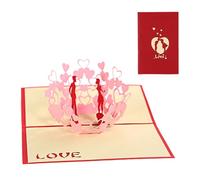 URYVAIW Carte Pop Up 3D Amour, Couple sous Couronne de Cœurs, avec Enveloppe, Carte de Saint Valentin Romantique pour Anniversaire & Fiançailles