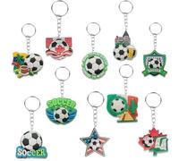URYVAIW Porte-Clés de Football Lot de 10, Design Coupe du Monde, Silicone, Colorés & Robustes, Cadeau pour Enfants, Fans de Football & Cadeaux de Fête