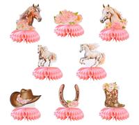 Uryxery 8 Décorations de Table Thème Cheval en Papier Nid d’Abeille, Ornements de Fête Équestre pour Anniversaire d’Enfant Fille ou Garçon et Réunions Familiales