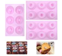 Uryxery Moule Donuts Silicone, Lot de 3 Moules Mini Cake et Mini Quiche en Silicone Spirale et Vagues pour Muffins et Petits Gâteaux