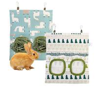 Uryxery Râtelier à Foin Suspendu pour Lapin et Cochon d’Inde, Lot de 2 Sacs à Foin en Tissu Oxford avec 2 Ouvertures, Mangeoire pour Petits Animaux et Cage de Rongeurs