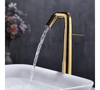 URZQCKGLK Robinet de lavabo de Salle de Bain Gris Rotation du Nez d'éléphant Chaud et Froid(Gold Tall)