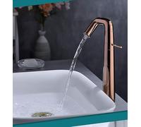 URZQCKGLK Robinet de lavabo de Salle de Bain Gris Rotation du Nez d'éléphant Chaud et Froid(Rose Gold Tall)