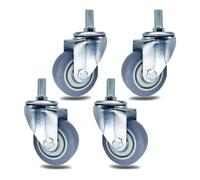 URZTJPJV Roue Rotation for Meubles 3 Pouces, roulettes Pivotantes avec Tige Filetée M14/M16/M20, 4 Pack, roulettes de Charge Lourde avec Frein, Roue en Caoutchouc for Porte-Outil/Industriel(Swivel,M1